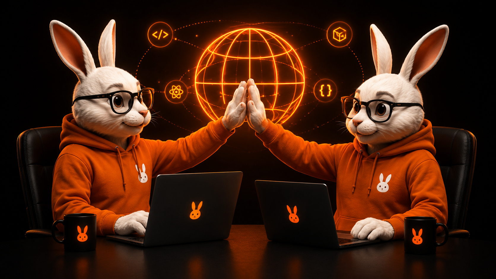 LazyRabbit team celebrating a launch